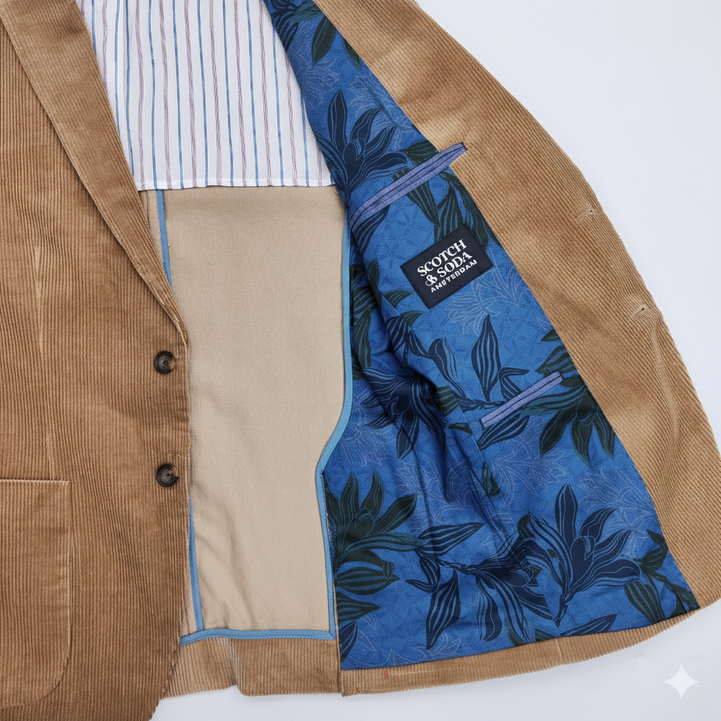 Мъжко сако Scotch & Soda в цвят камел с контрастна подплата