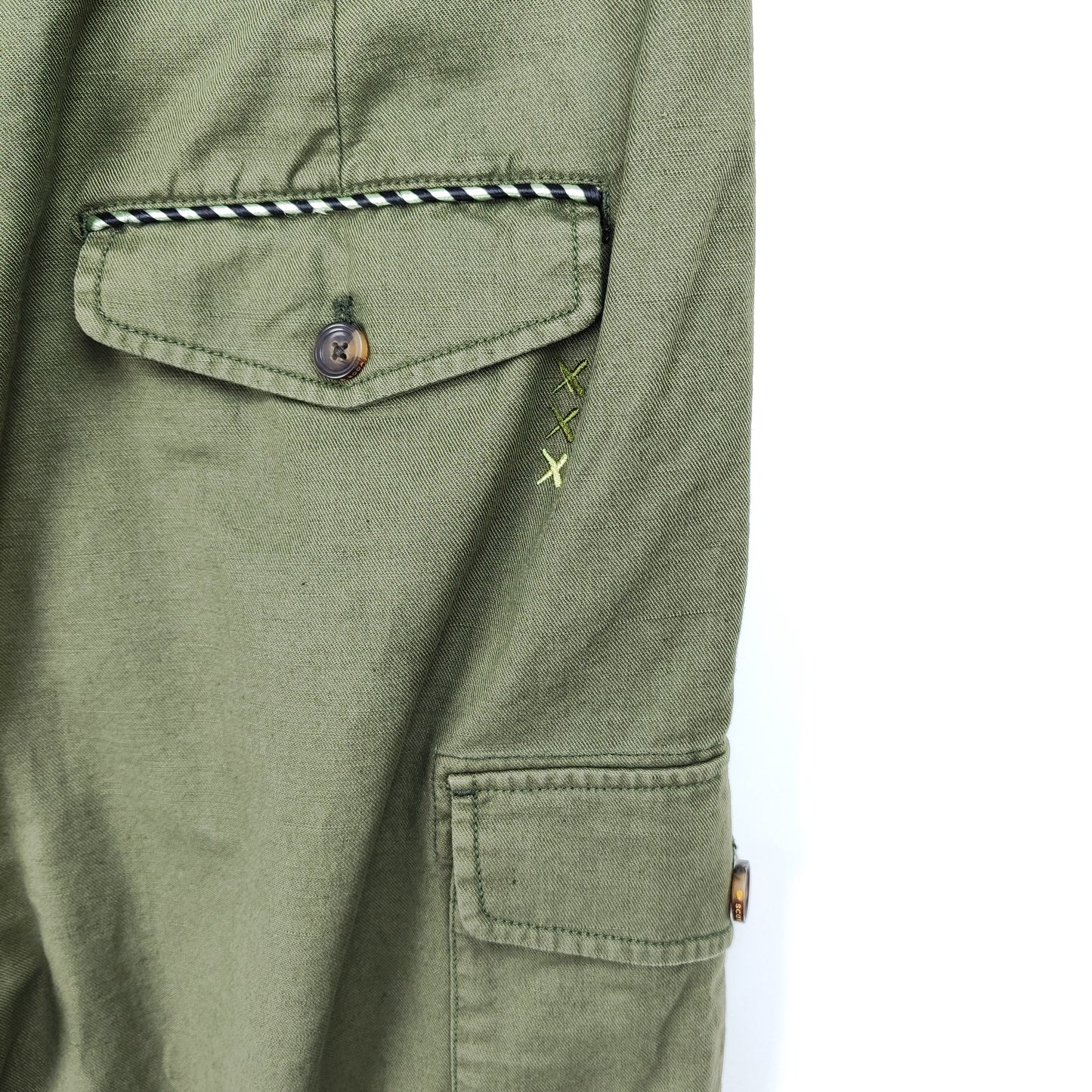 Мъжки карго панталон от памук в маслинено зелено