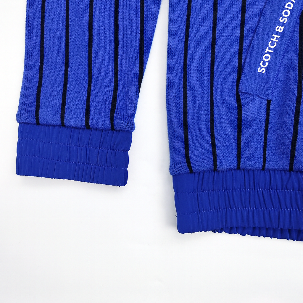 Scotch & Soda син пуловер с вертикални райета