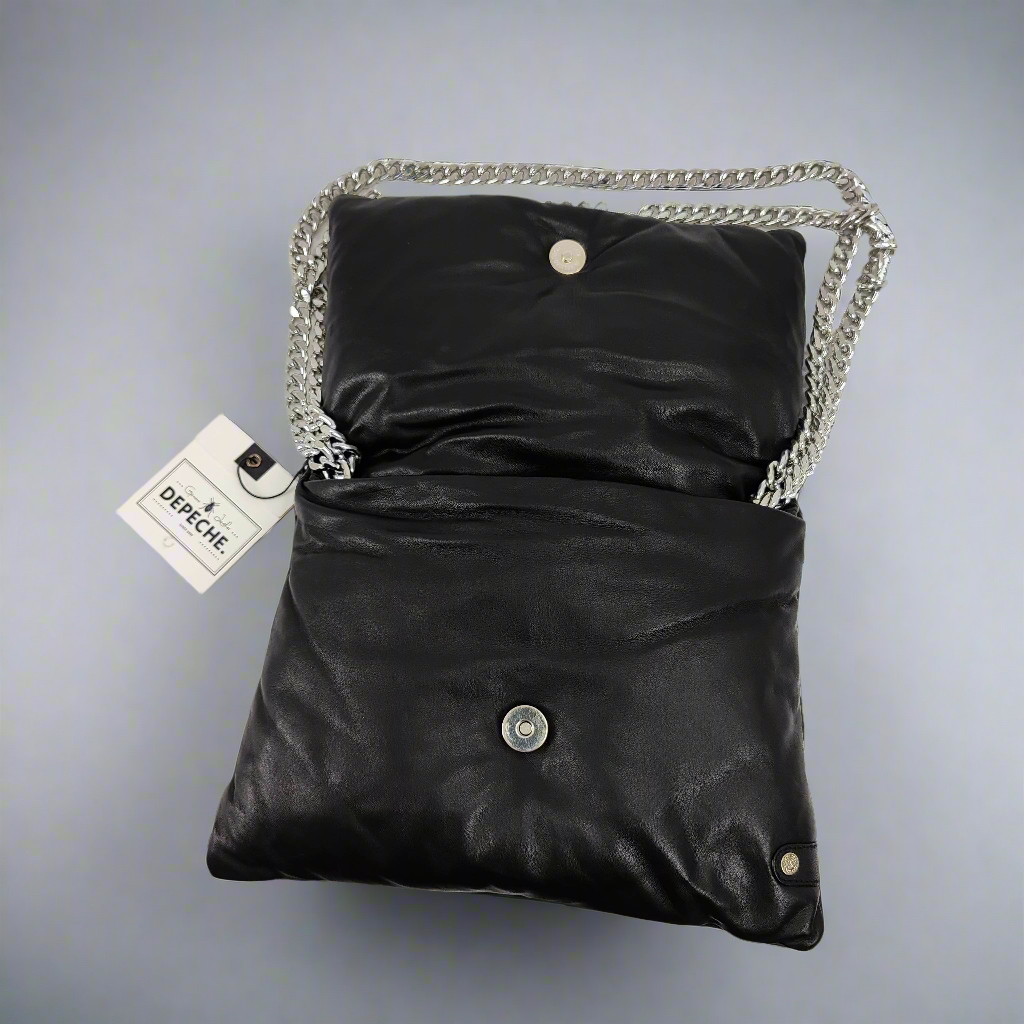 Черна кожена чанта Depeche