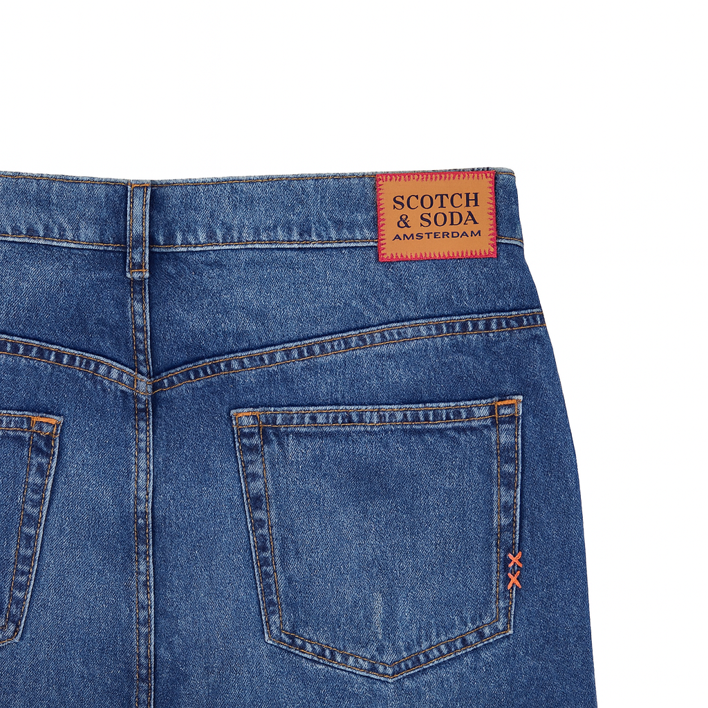 Дънкова пола Scotch & Soda с класическа права кройка