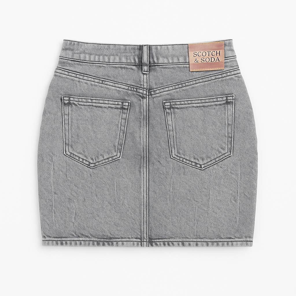 Дамска дънкова пола Scotch & Soda в сив acid wash стил