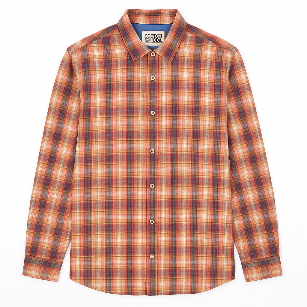 Мъжка риза Scotch & Soda каре с дълъг ръкав