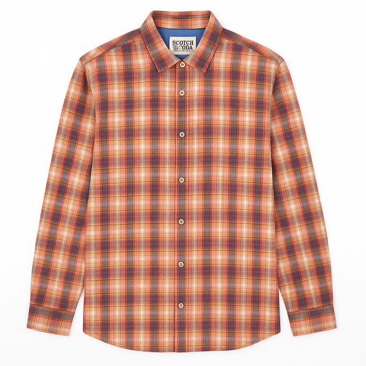 Мъжка риза Scotch & Soda каре с дълъг ръкав