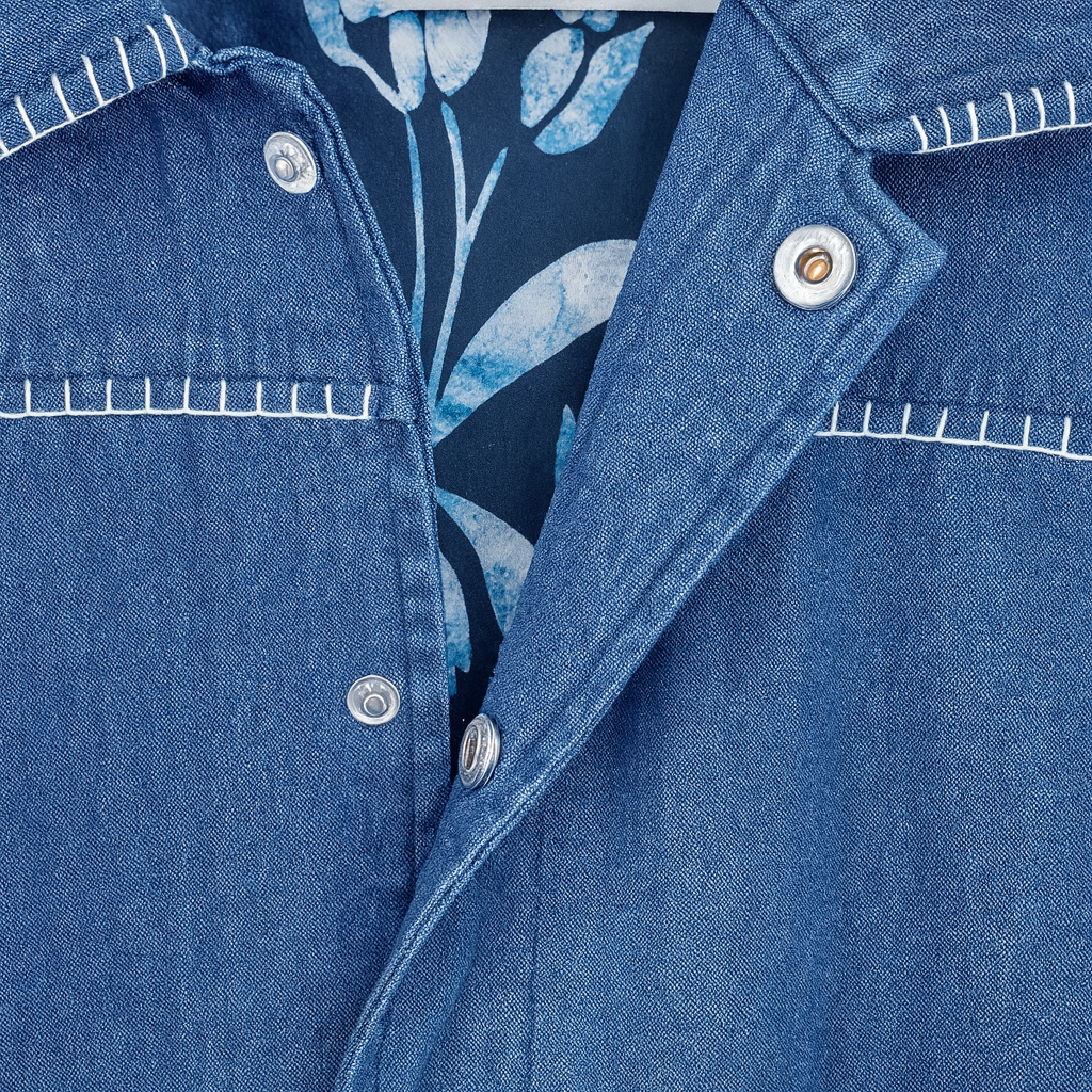 Мъжко деним яке Scotch & Soda с принтирана подплата