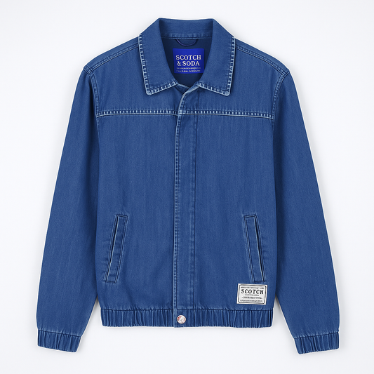 Мъжко деним яке Scotch & Soda с принтирана подплата