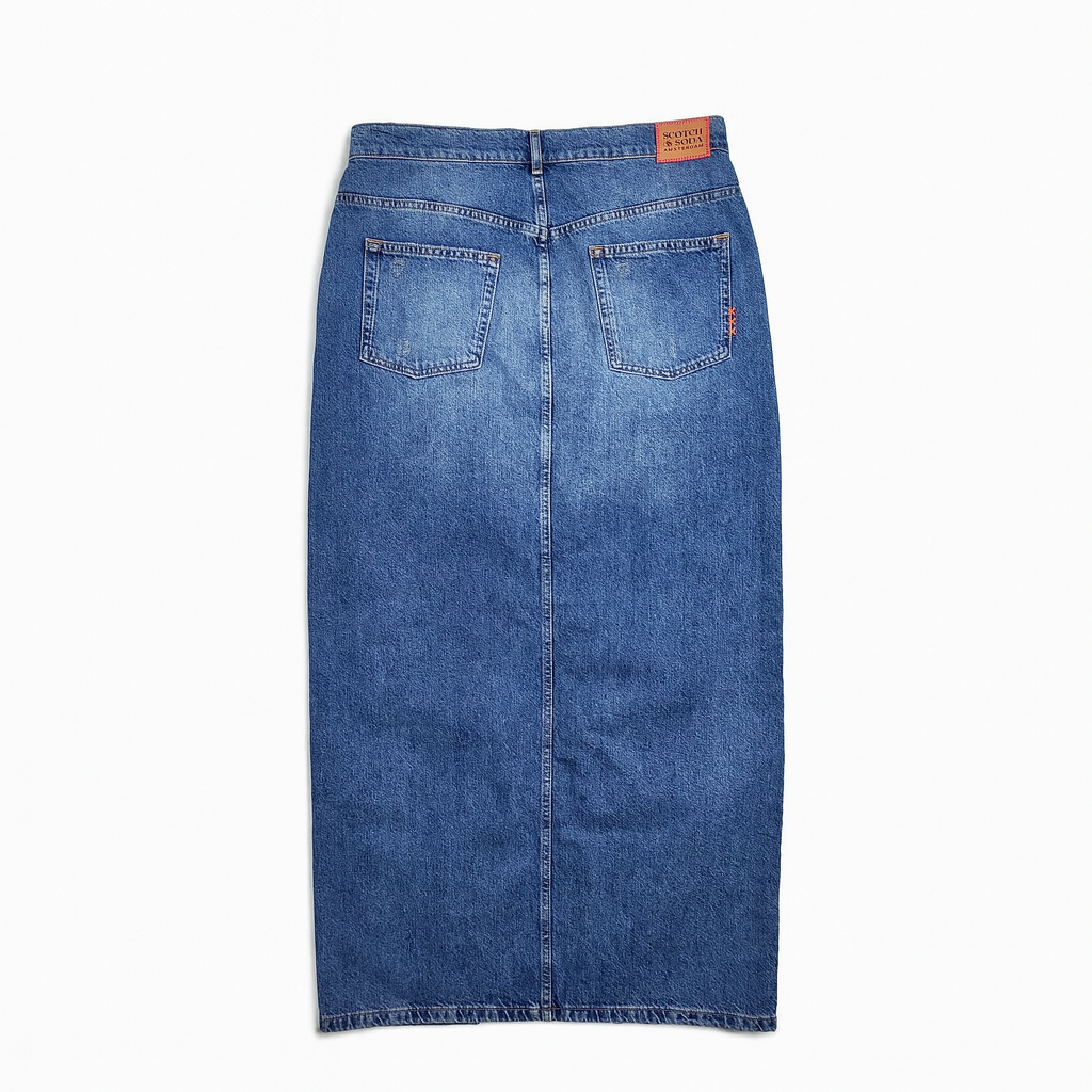 Дънкова пола Scotch & Soda с класическа права кройка