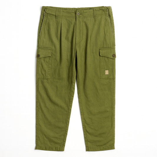 Мъжки карго панталон от памук в маслинено зелено