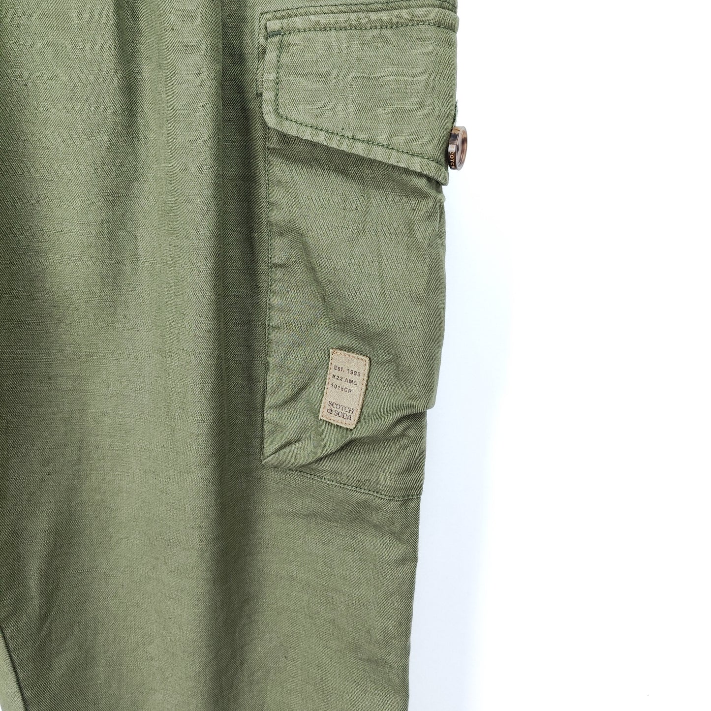 Мъжки карго панталон от памук в маслинено зелено