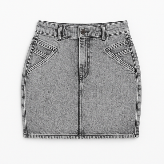 Дамска дънкова пола Scotch & Soda в сив acid wash стил