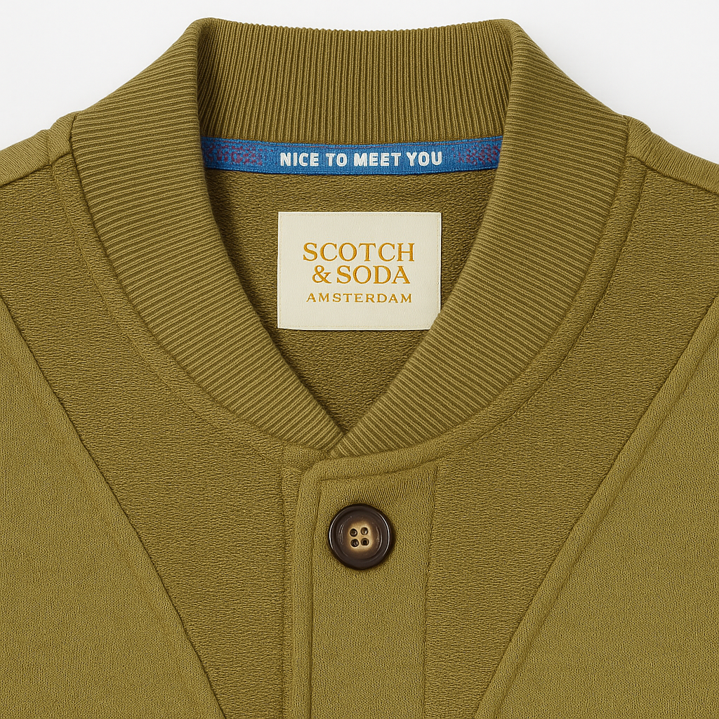 Scotch & Soda мъжки суичър в маслинено зелено